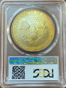 2007 American Silver Eagle MS-65 PCGS Rainbow Toned