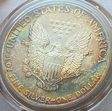 Load image into Gallery viewer, 1987 American Silver Eagle MS-66 PCGS Rainbow Toned
